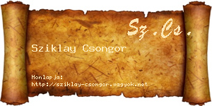 Sziklay Csongor névjegykártya